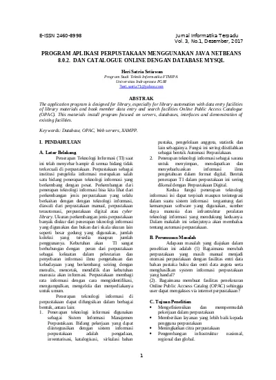 Program Aplikasi Perpustakaan Menggunakan Java Netbeans 8 0 2 Dan Catalogue Online Dengan Database Mysql