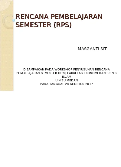 RENCANA PEMBELAJARAN SEMESTER (RPS)