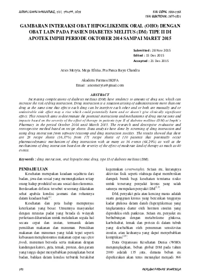 View Of Gambaran Interaksi Obat Hipoglikemik Oral Oho Dengan Obat