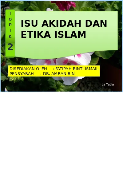 ISU AKIDAH DAN ILMU ISLAM