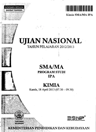 Kumpulan Soal Un Sma Ma Tahun 2011 2016 Soal Un Kimia 2015