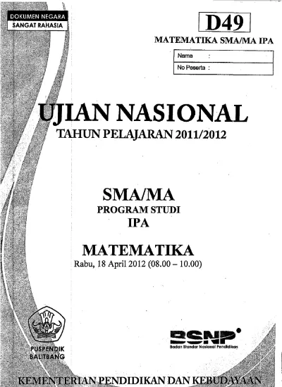 Kumpulan Arsip Soal Un Matematika Sma Program Bahasa Tahun 2008 2012 Per Bab