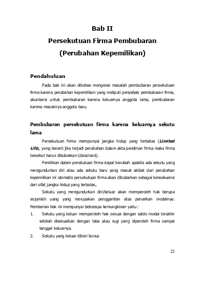 Bab Ii Persekutuan Firma Pembubaran Perubahan Kepemilikan Pembubaran Firma Perubahan Kepemilikan Pertemuan 3