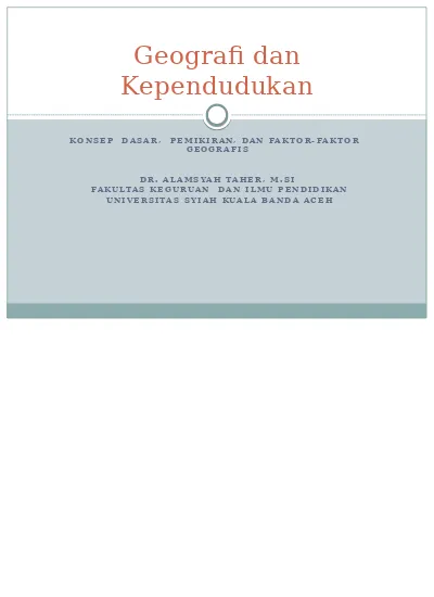 Pertemuan I Dan Ii Mata Kuliah Geografi Sosial 0