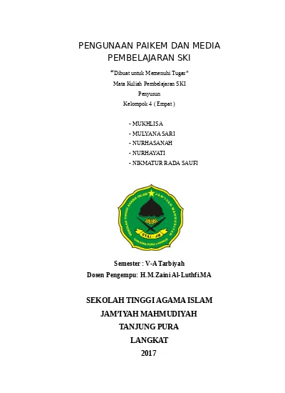 Top Pdf Pengunaan Paikem Dan Media Pembelajaran 1 123dok Com