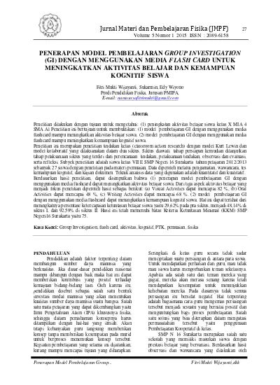 PENERAPAN MODEL PEMBELAJARAN GROUP INVESTIGATION (GI) DENGAN ...