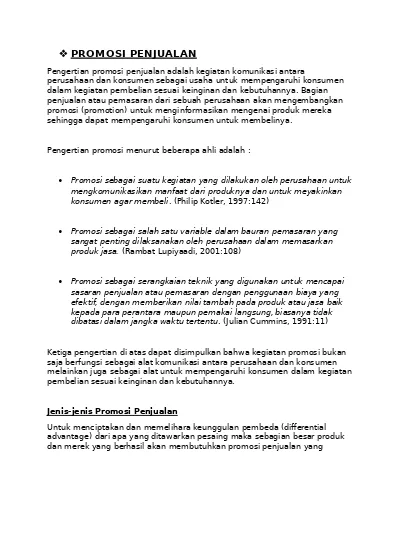 Tugas Promosi Penjualan Destavilla Docx