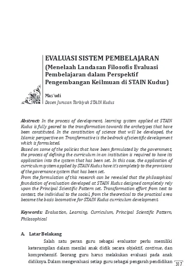 Top Pdf Evaluasi Sistem Pembelajaran Menelaah Landasan Filosofis Evaluasi Pembelajaran Dalam Perspektif Pengembangan Keilmuan Di Stain Kudus Mas Udi Thufula Jurnal Inovasi Pendidikan Guru Raudhatul Athfal 1419 4803 1 Pb 123dok Com