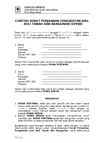 Top PDF Contoh Surat Perjanjian Jual Beli Tanah - 123dok.com