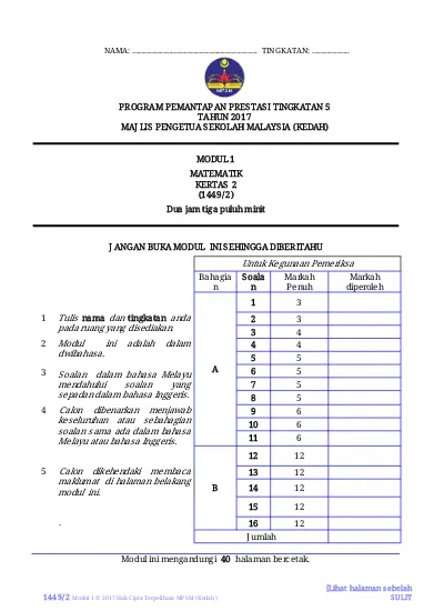 Top Pdf Jawapan Matematik Kedah Modull 2 K2 123dok Com