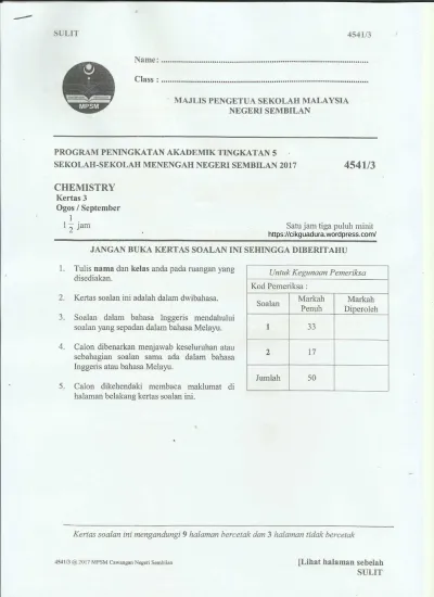 Top Pdf Percubaan Spm Kimia Sbp 2017 Sumber Pendidikan Kimia Sbp K3 123dok Com