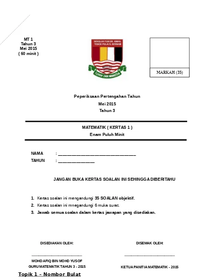 Top PDF Akhir Tahun 2015 Tahun 3 Matematik - 123dok.com