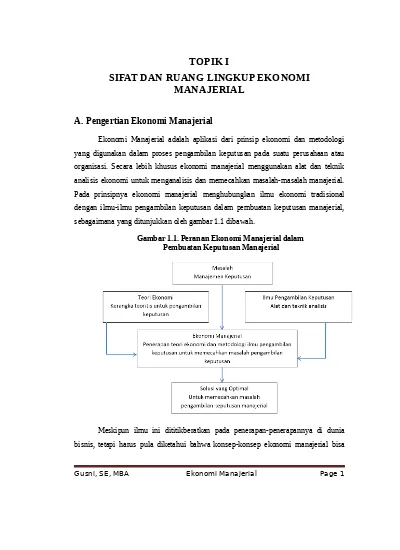 TOPIK I SIFAT DAN RUANG LINGKUP EKONOMI (1)