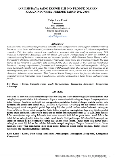 ANALISIS DAYA SAING EKSPOR BIJI DAN PRODUK OLAHAN KAKAO INDONESIA ...