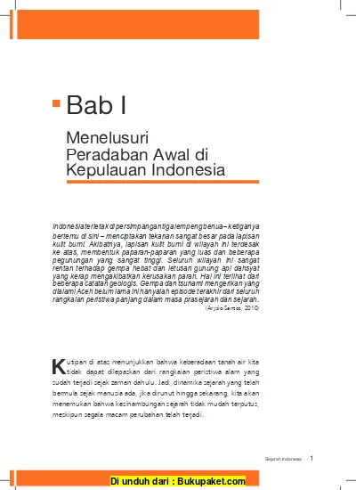 Bab I Bab 1 Menelusuri Peradaban Awal Di Kepulauan Indonesia