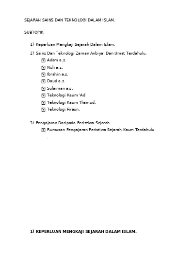 SEJARAH SAINS DAN TEKNOLOGI DALAM ISLAM
