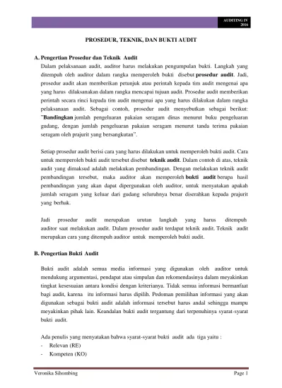 Prosedur Teknik Dan Bukti Audit