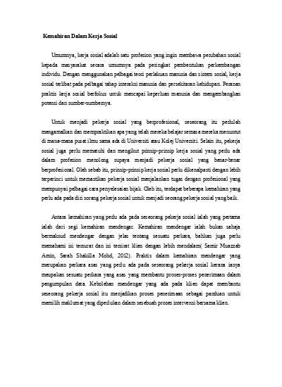 Kemahiran Dalam Kerja Sosial Docx