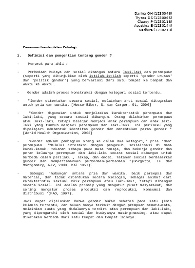 Persamaan Gender Dalam Jurnal Psikologi