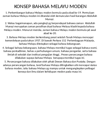 Nota Bm Stpm Bab 4 Bahasa Melayu Moden