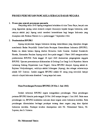 Perumusan undang-undang dasar negara republik indonesia tahun 1945 dimulai pada masa sidang bpupki