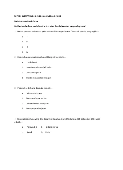 Kumpulan Soal Kelas 5 Uh2 Ipa Kelas V