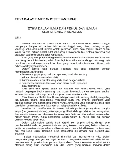 Aspek Moral Etika Dalam Penulisan Ilmiah