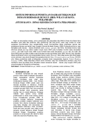 SISTEM INFORMASI PEMETAAN DAERAH TERJANGKIT DEMAM BERDARAH DENGUE (DBD ...