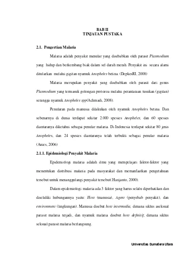 Bab Ii Tinjauan Pustaka 2 1 Pengertian Malaria Kondisi Fisik Rumah Dan Lingkungan Sekitar Penderita Malaria Di Desa Bagan Dalam Kecamatan Tanjung Tiran Kabupaten Batu Bara Tahun 2012