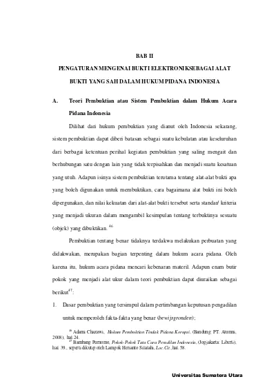 BAB II PENGATURAN MENGENAI BUKTI ELEKTRONIKSEBAGAI ALAT BUKTI YANG SAH ...