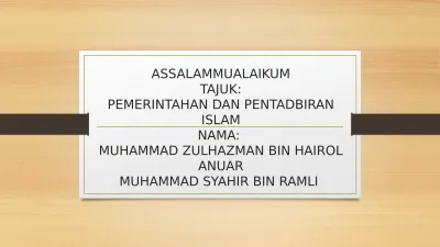 Pemerintahan Dan Pentadbiran Islam Dan