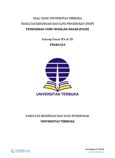 Soal Ujian Ut Pgsd Pdgk4202 Pembelajaran