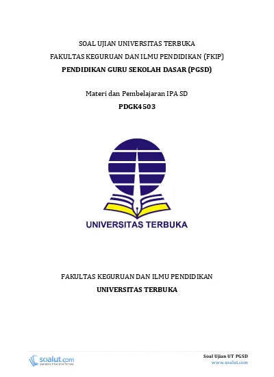 Soal Ujian Ut Pgsd Pdgk4503 Materi Dan P