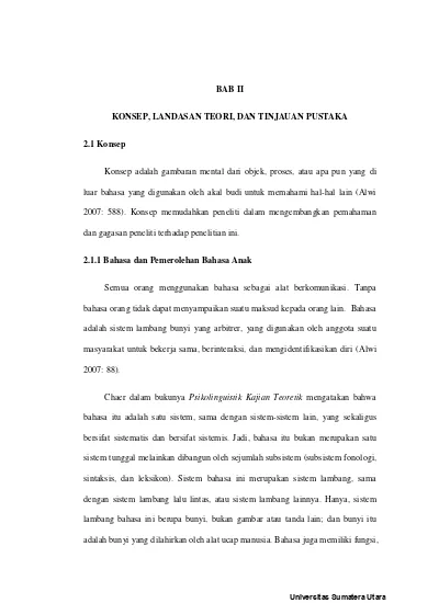 Bab Ii Konsep Landasan Teori Dan Tinjauan Pustaka 2 1 Konsep Pemerolehan Kata Sapaan Bahasa Batak Toba Pada Pendidikan Anak Usia Dini Paud Di Desa Sibuntuon Partur