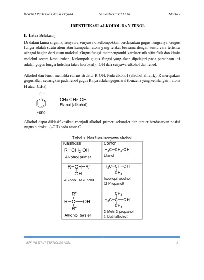 Identifikasi Alkohol Dan Fenol Dan
