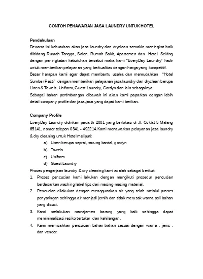 Top PDF Contoh Proposal Laundry Untuk Hotel - 123dok.com
