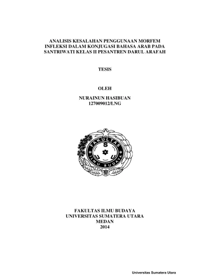 Top Pdf Analisis Kesalahan Penggunaan Morfem Infleksi Dalam Konjugasi Bahasa Arab Pada Santriwati Kelas Ii Pesantren Darul Arafah 123dok Com