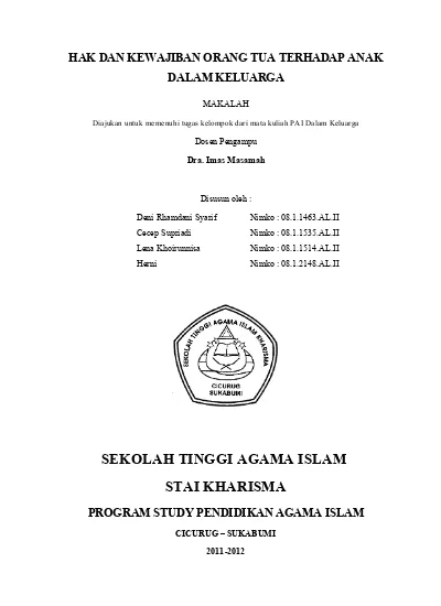 Makalah Hak Dan Kewajiban Orang Tua Terhadap Anak Dalam Keluarga