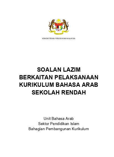 Surat Pekeliling Bahasa Arab Bagi Murid Bukan Islam Sekolah Rendah