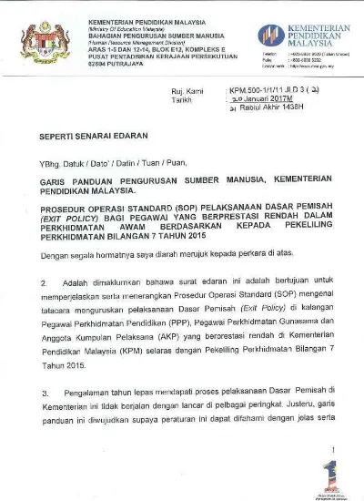 PROSEDUR OPERASI STANDARD SOP PELAKSANAAN DASAR PEMISAH EXIT 