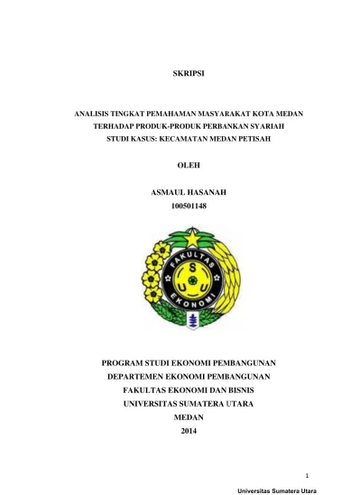 Top Pdf Analisis Tingkat Pemahaman Masyarakat Kota Medan Terhadap Produk Produk Perbankan Syariah Studi Kasus Kecamatan Medan Petisah 123dok Com