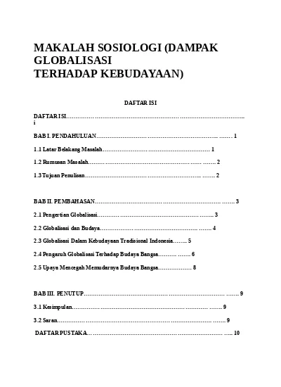 Makalah Sosiologi Dampak Globalisasi Ter