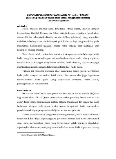 Top PDF Sejarah Perkembangan Hadis Di Indonesia (1) - 123dok.com