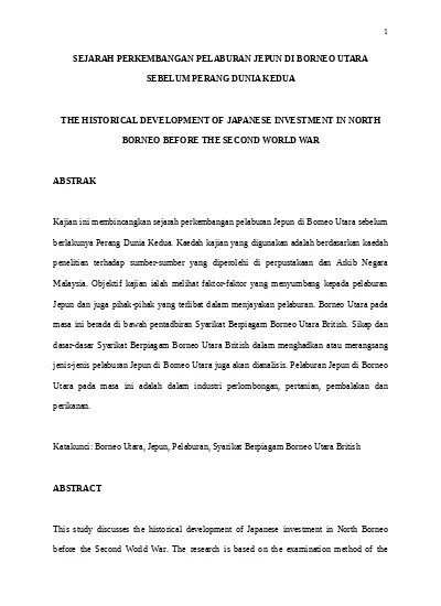 Sejarah Perkembangan Pelaburan Jepun Di