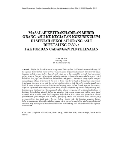 Masalah Ketidakhadiran Murid Orang Asli