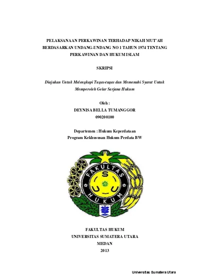 PELAKSANAAN PERKAWINAN TERHADAP NIKAH MUT’AH BERDASARKAN UNDANG-UNDANG ...