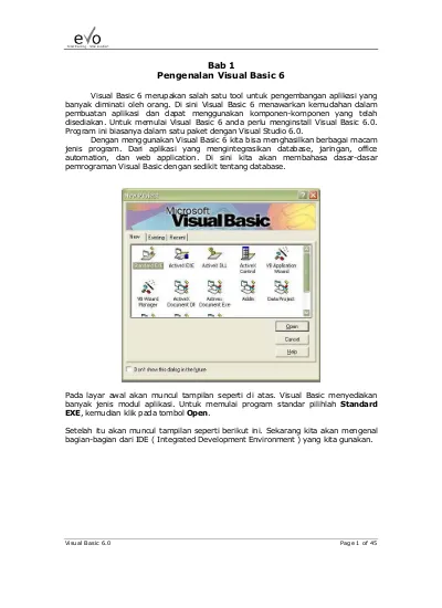 Bab 1 Pengenalan Visual Basic 6 - Penganalan Visual Basic