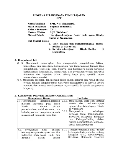 Rencana Pelaksanaan Pembelajaran Rpp Nam 1