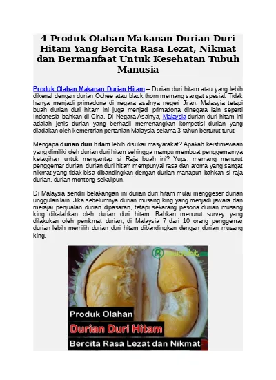 4 Produk Olahan Makanan Durian Duri
