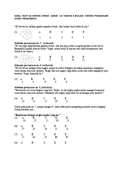 Top Pdf Soal Test Iq Untuk Umur Lebih Dari 14 5 Tahun 123dok Com